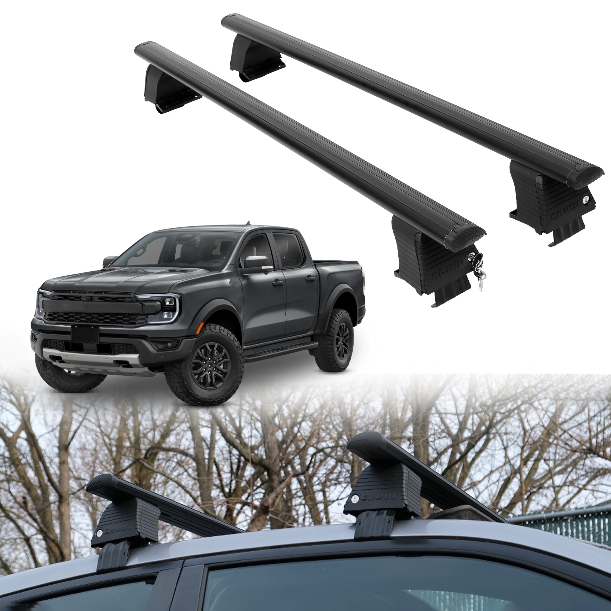 ERKUL Roof Rack Crossbars For FORD RANGER 2024-2026
