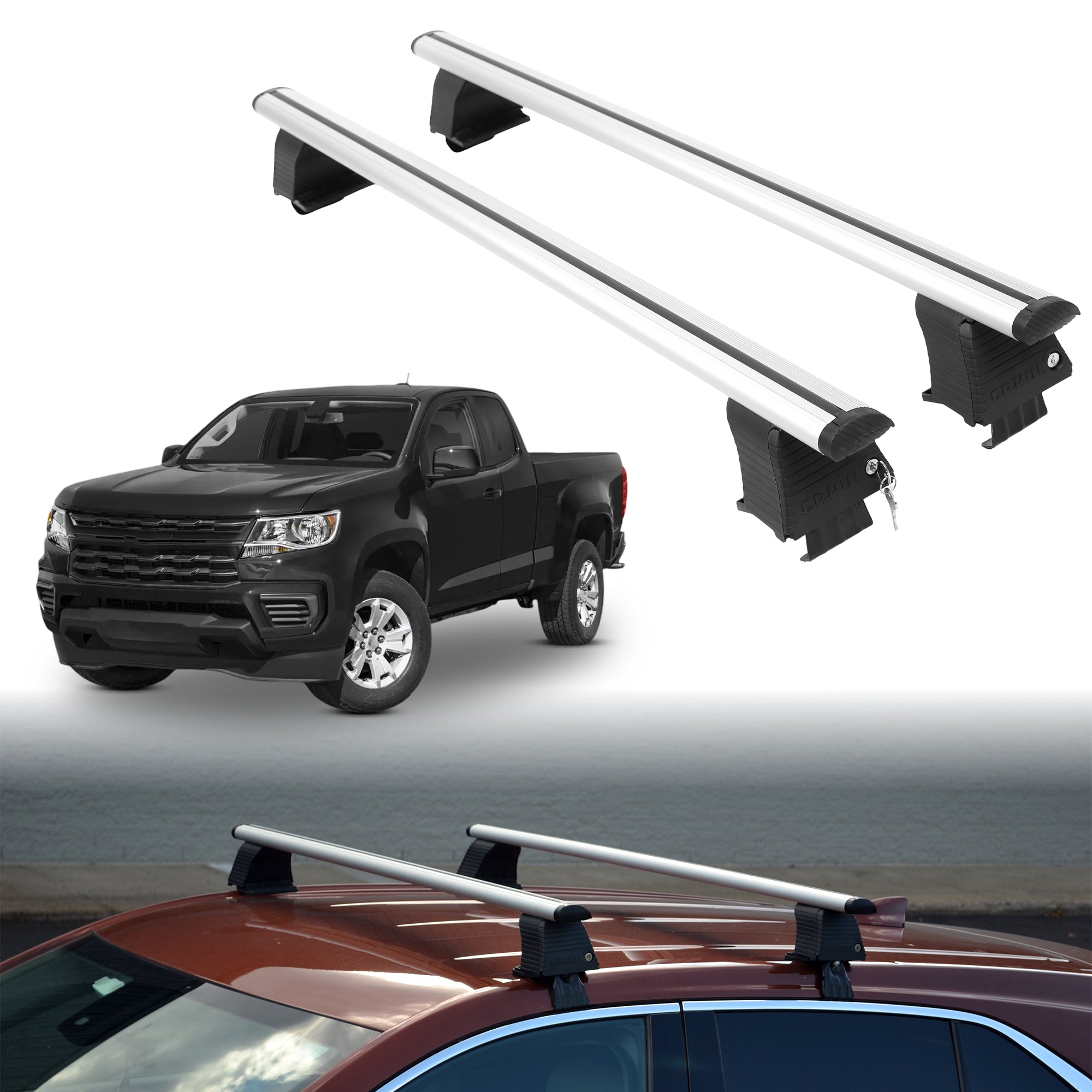Roof Rack Crossbars for Chevrolet Colorado 2015-2022 - Silver