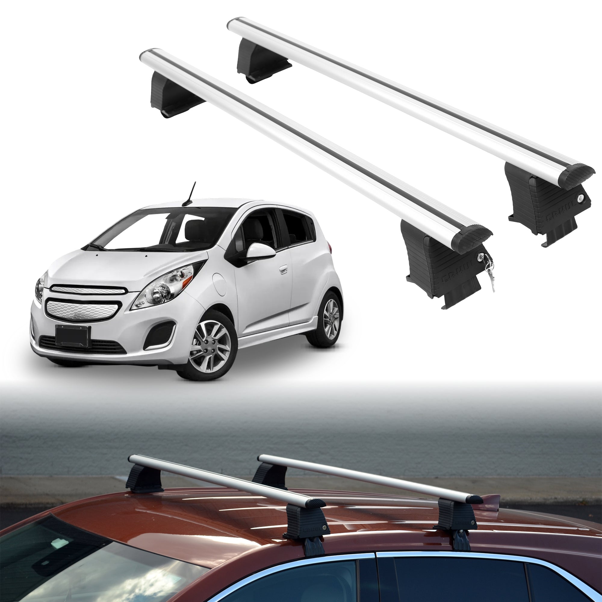 Roof Rack Crossbars for Chevrolet Spark EV 2014-2016 - Silver
