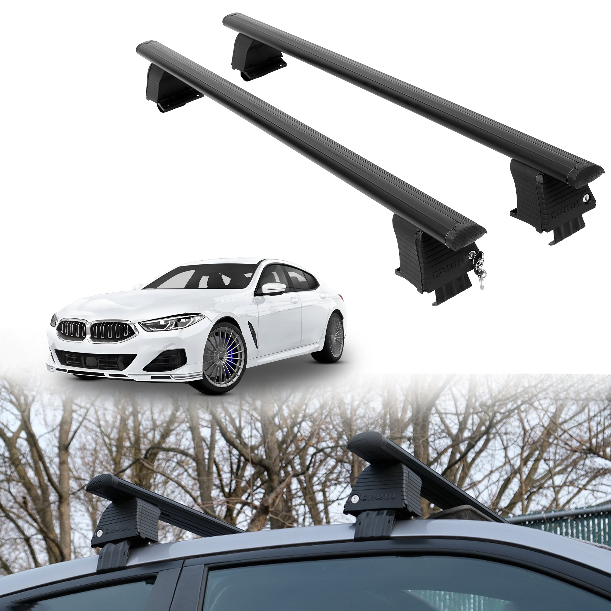 Roof Rack Crossbars for BMW Alpina B8 Gran Coupe 2022-2025 - Black