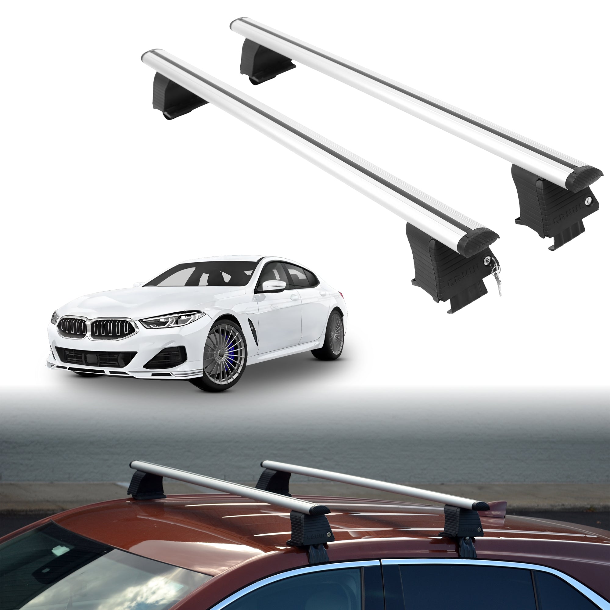 Roof Rack Crossbars for BMW Alpina B8 Gran Coupe 2022-2025 - Silver