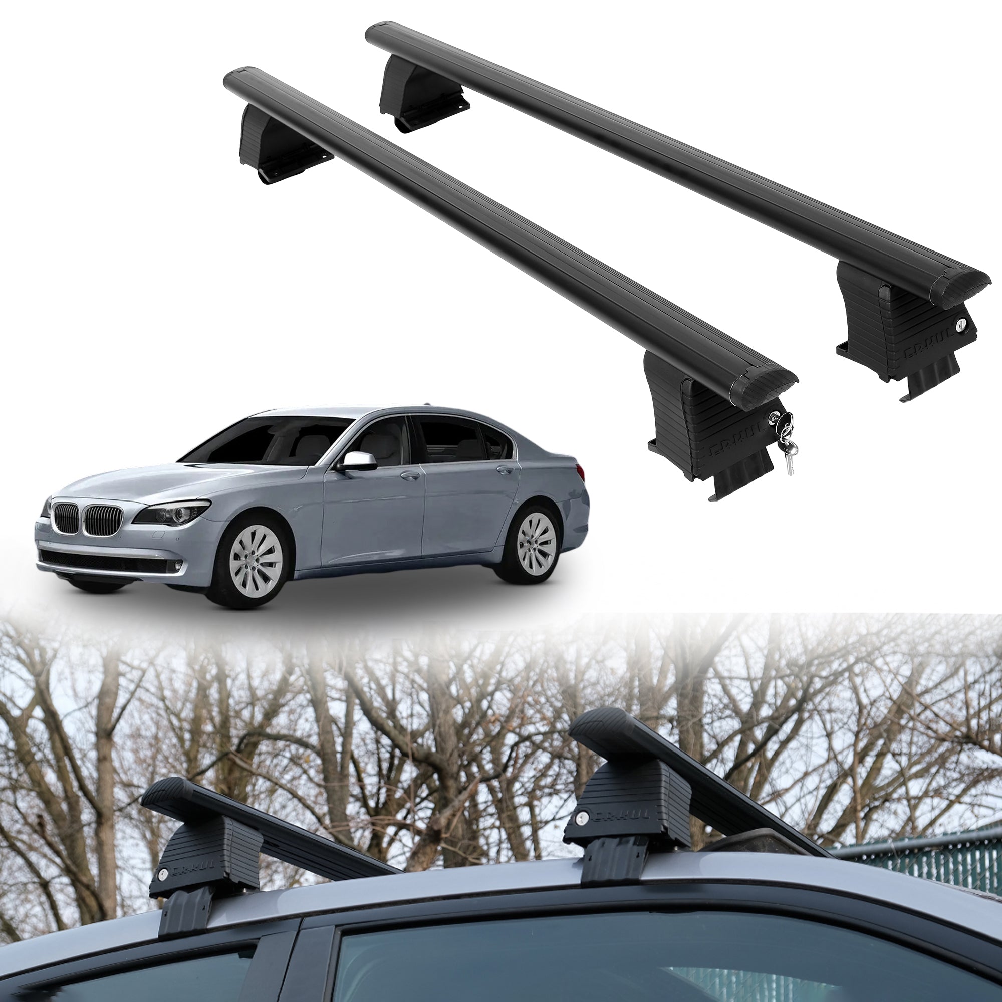 Roof Rack Crossbars for BMW ActiveHybrid 750 2011-2013 - Black
