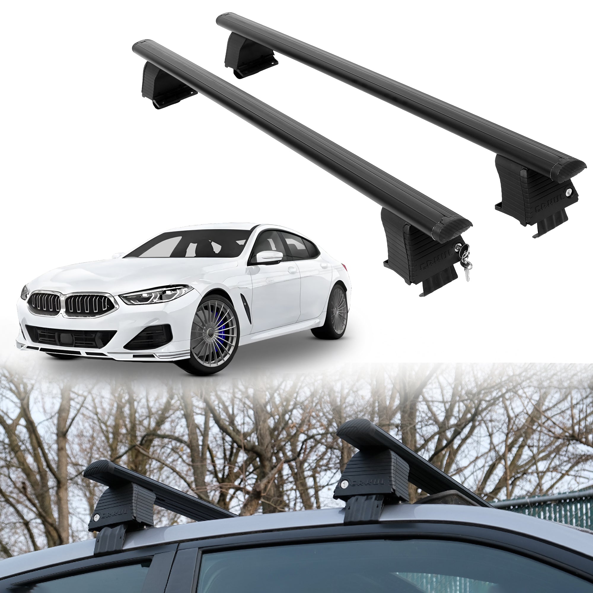 Roof Rack Crossbars for BMW Alpina B8 Gran Coupe 2022-2025 - Black