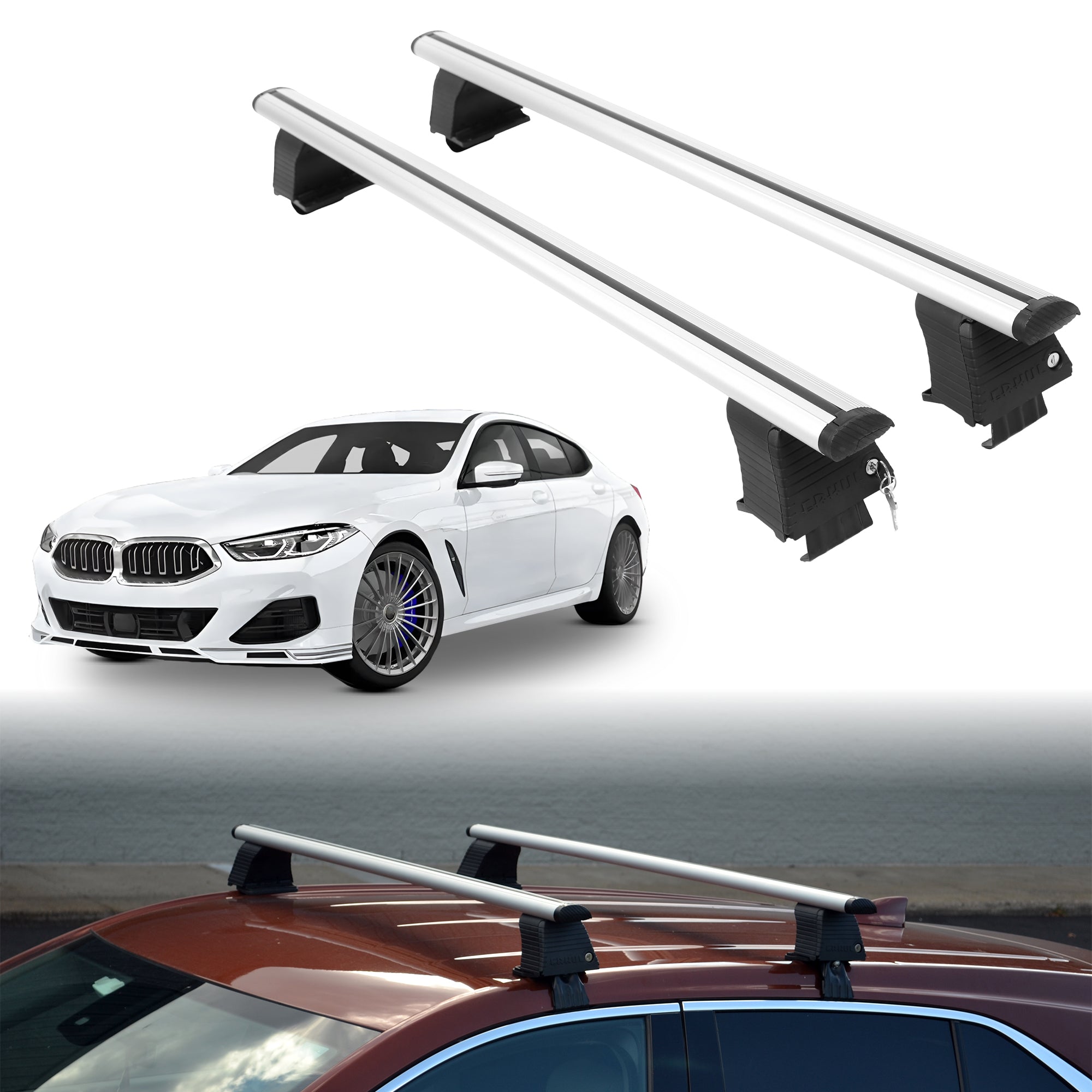 Roof Rack Crossbars for BMW Alpina B8 Gran Coupe 2022-2025 - Silver