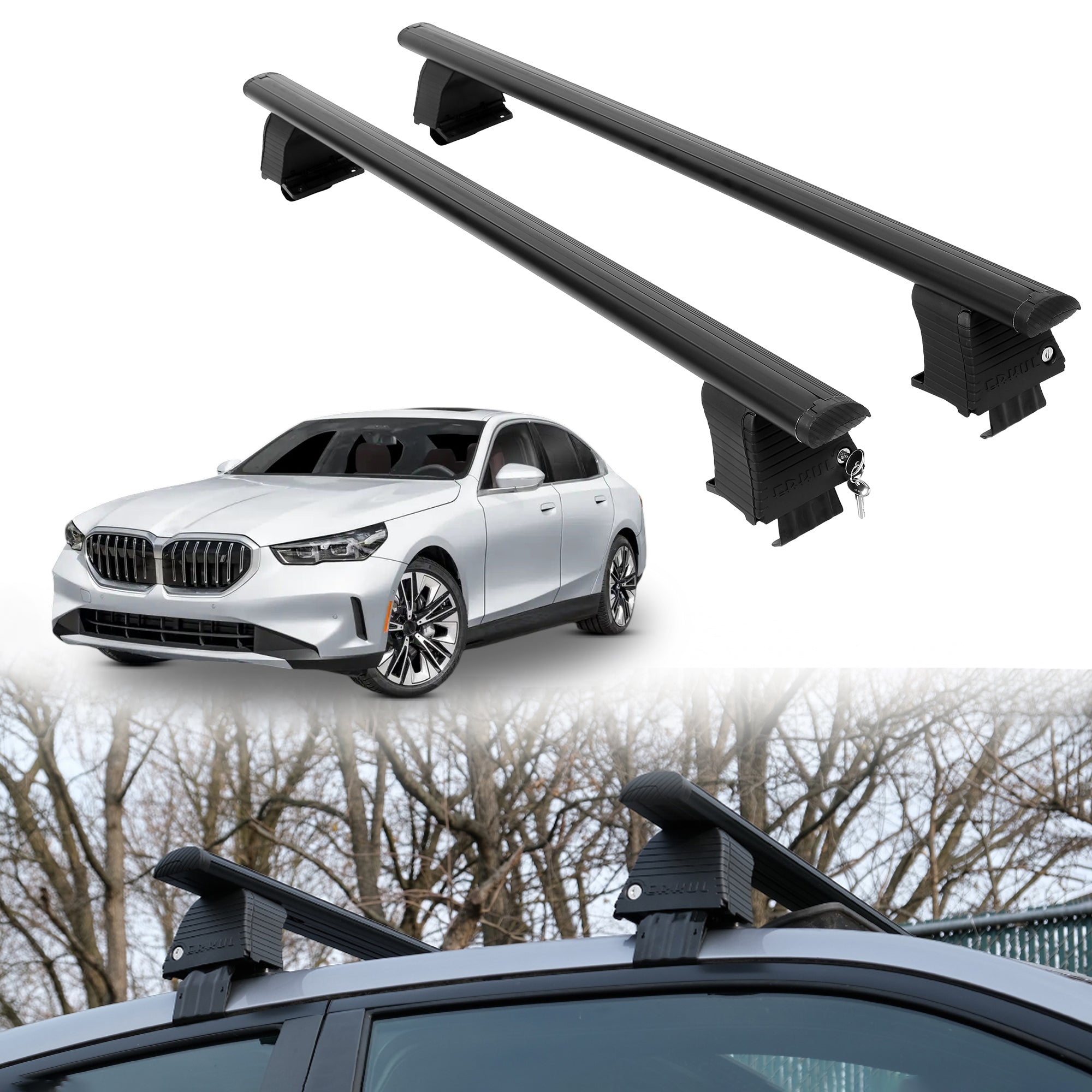 Roof Rack Crossbars for BMW i5 2024-2026 Fits Naked Roof - Black