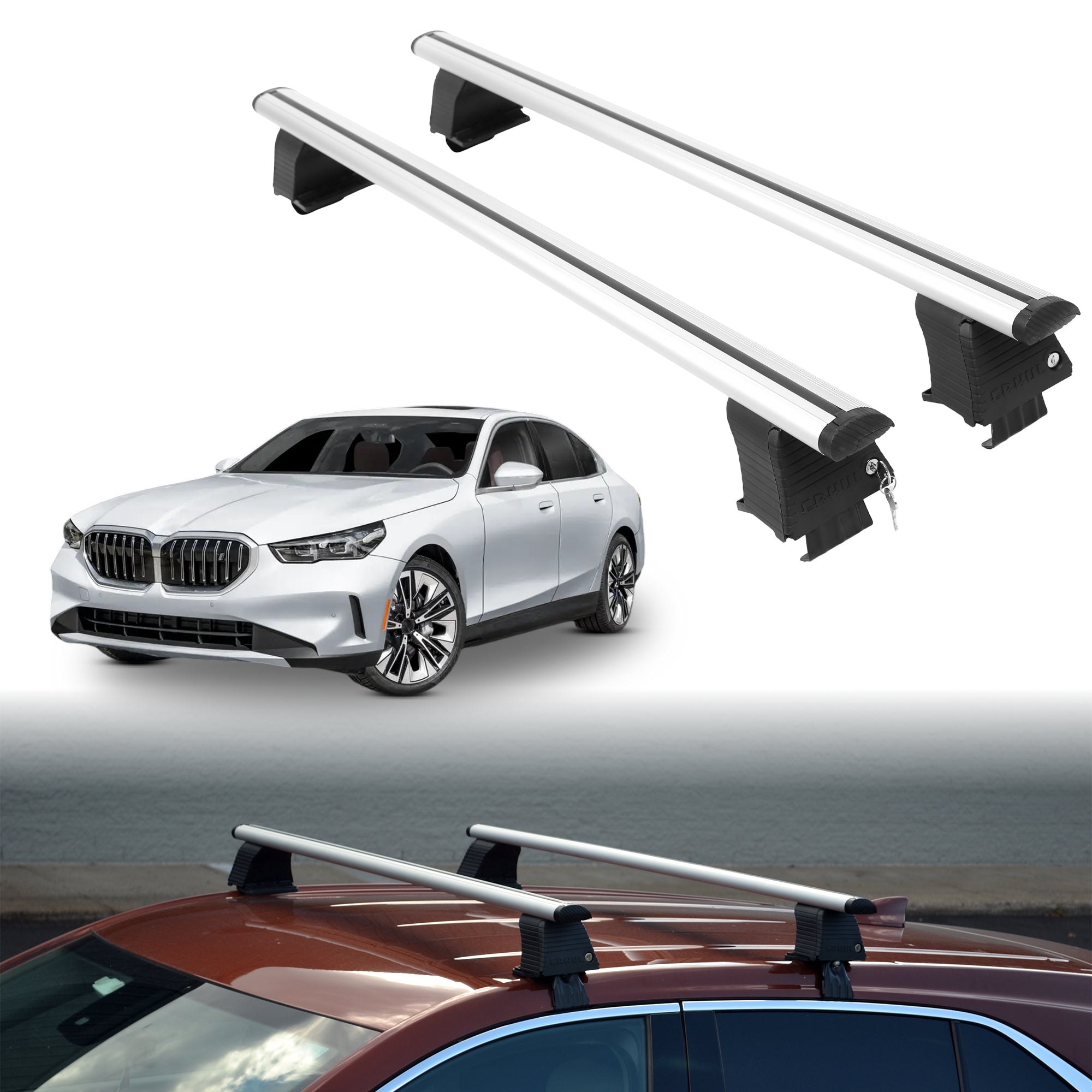Roof Rack Crossbars for BMW i5 2024-2026 Fits Naked Roof - Silver