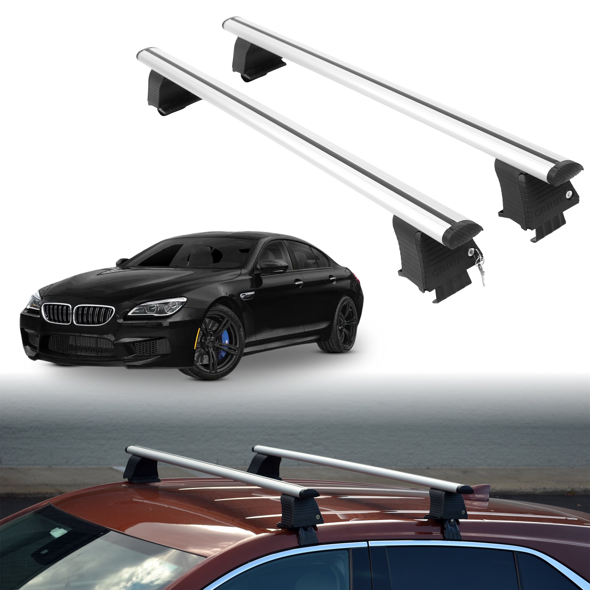 Roof Rack Crossbars for BMW M6 Gran Coupe 2014-2019 - Silver