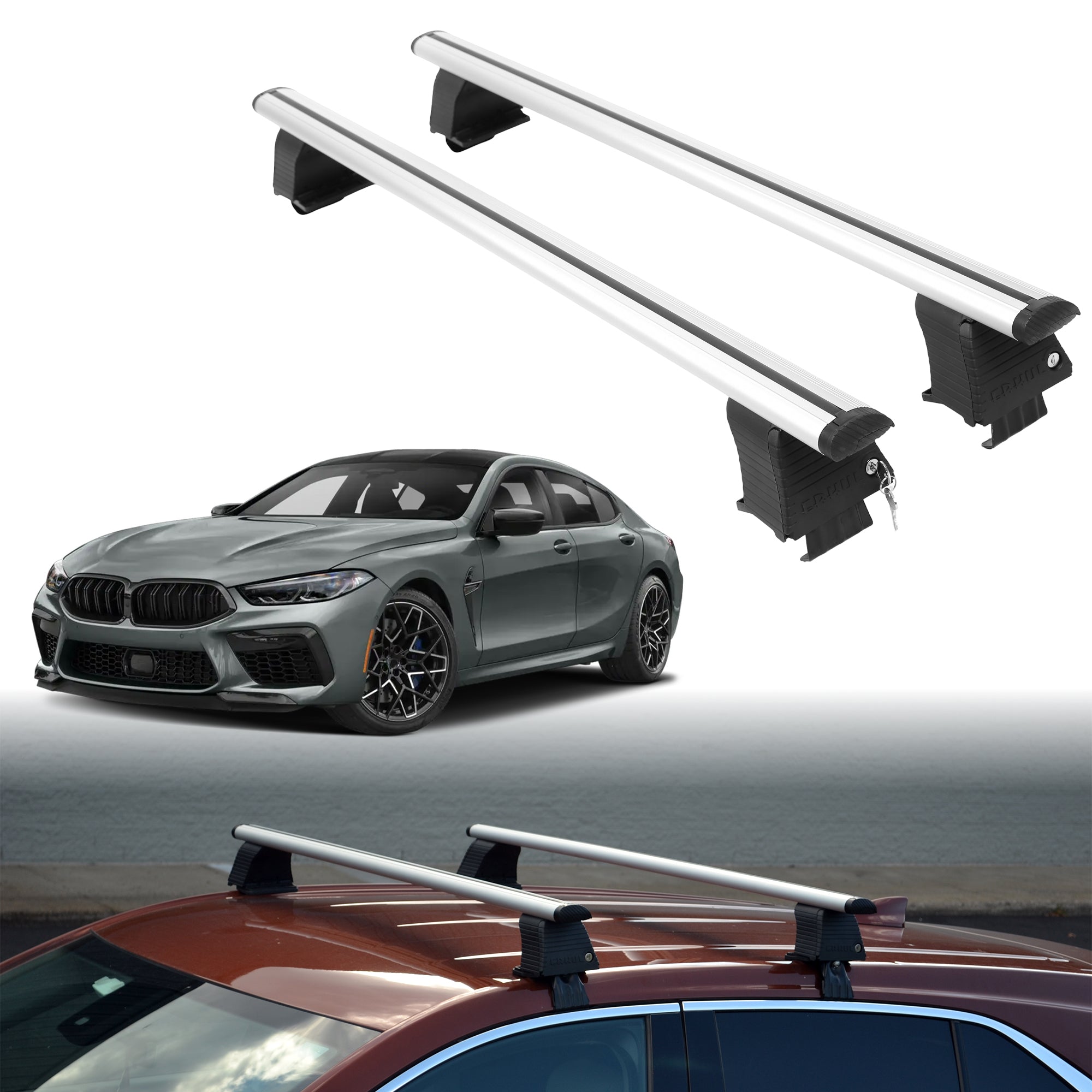 Roof Rack Crossbars for BMW M8 Gran Coupe 2020-2025 - Silver