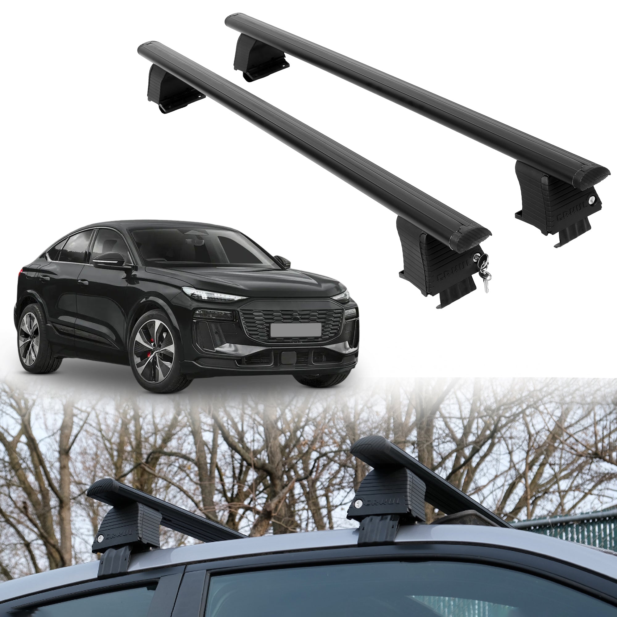 Roof Rack Crossbars for Audi Q6 e-tron Sportback 2025-2027 - Black