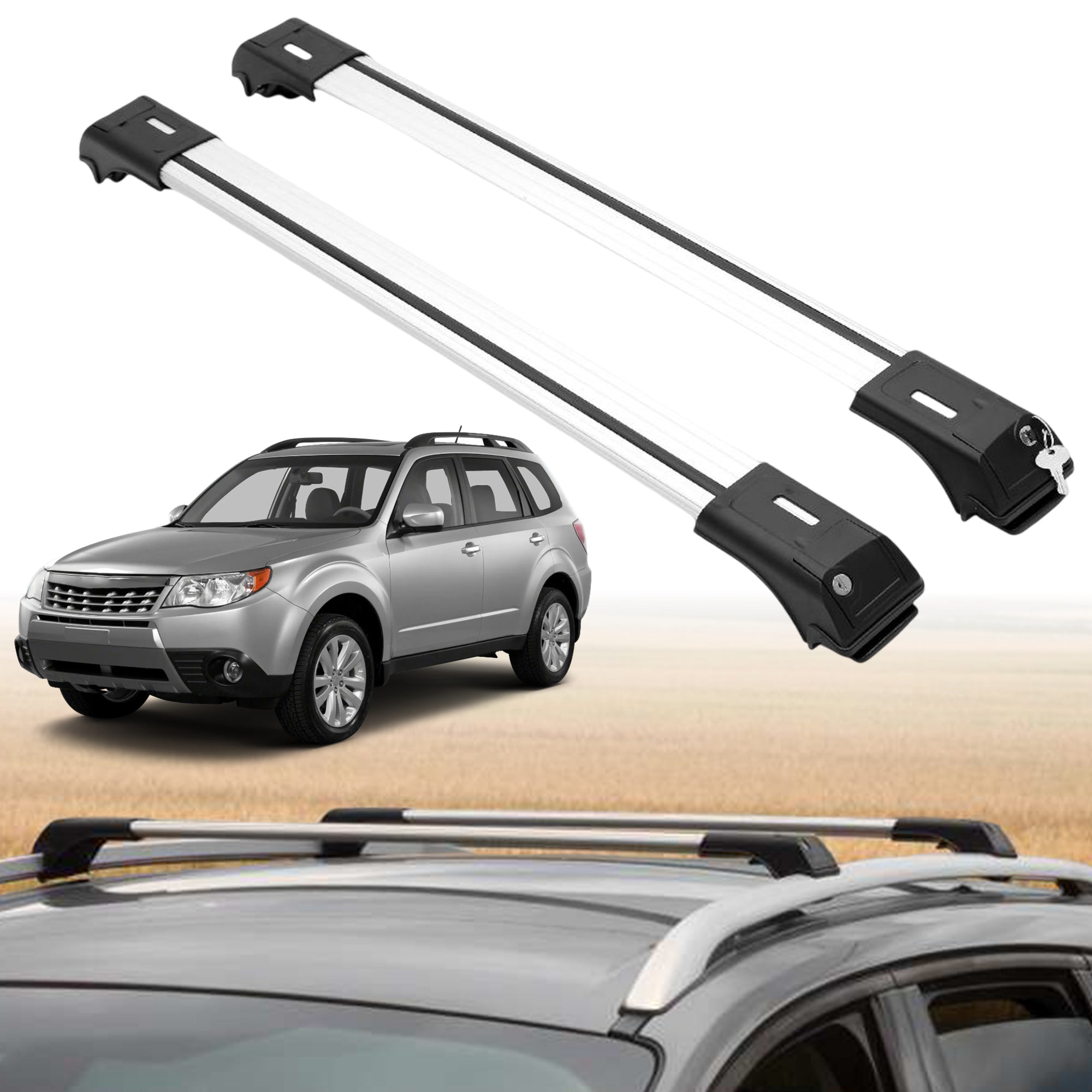 Roof Rack Crossbars for Subaru Forester 2009-2013 - Silver