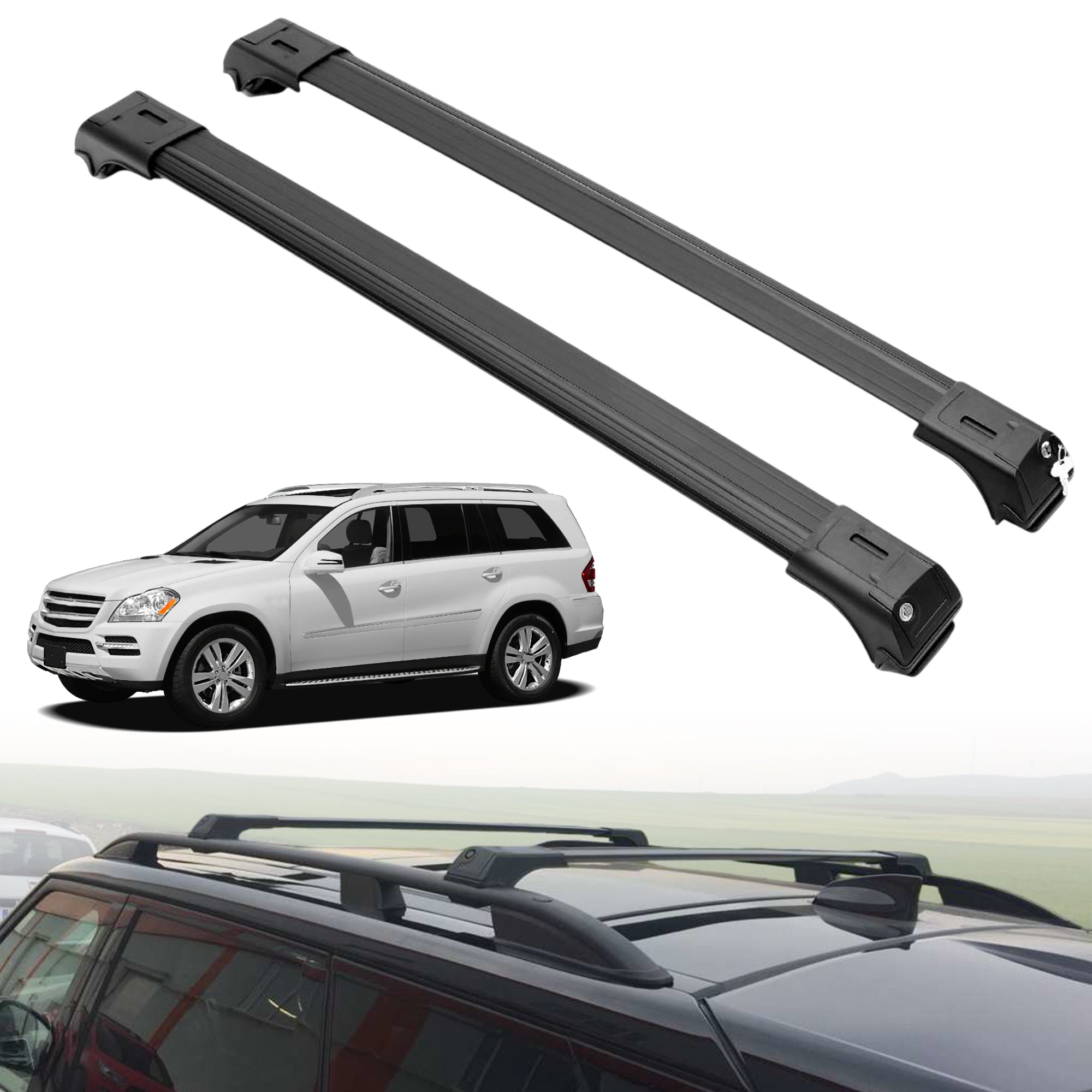 Roof Rack Crossbars for Mercedes-Benz GL-Class 2007-2012 - Black