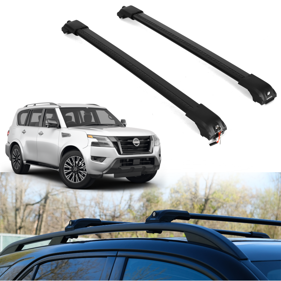 Roof Rack Crossbars for Nissan Armada 2017-2024 Fits Raised Rails - Black
