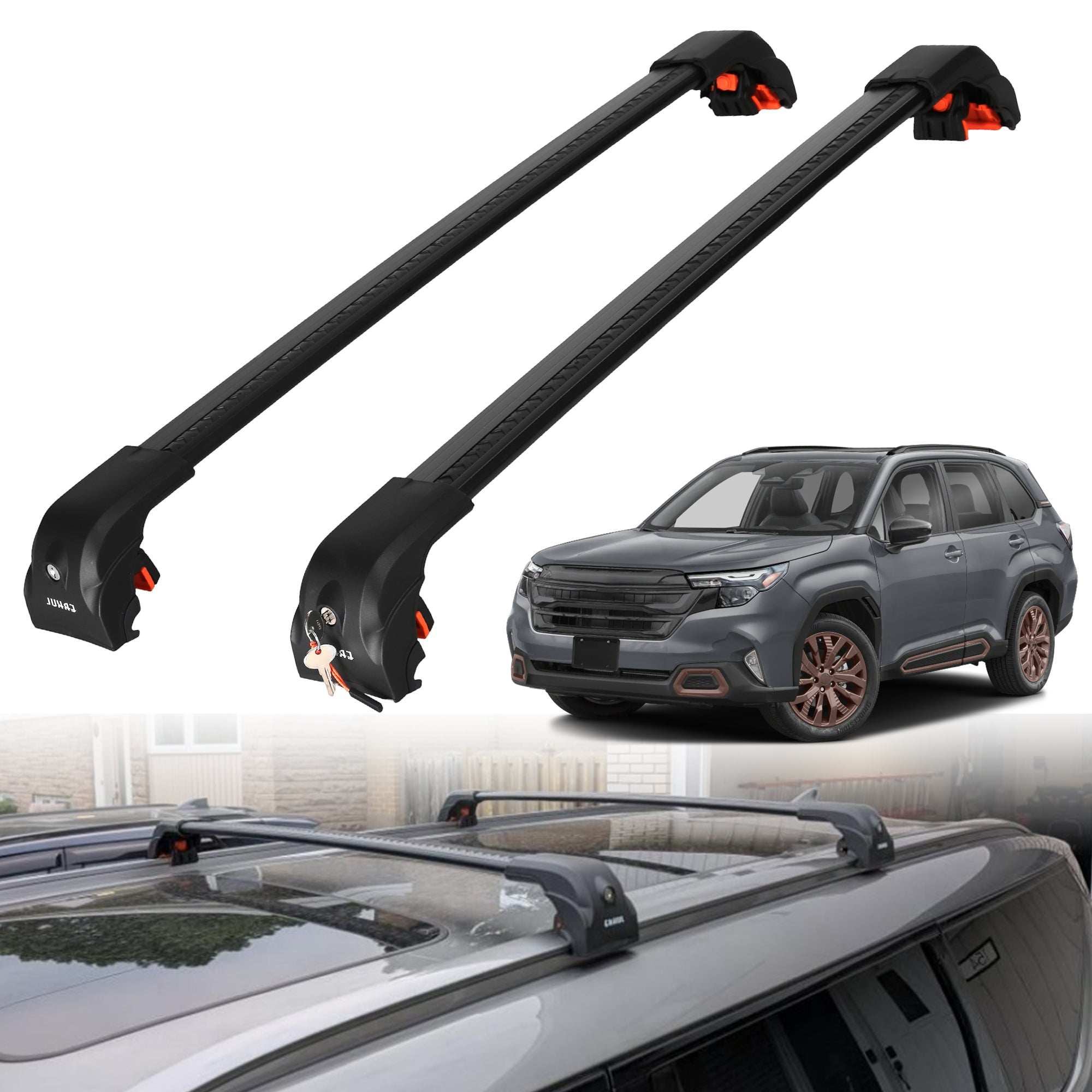 220 lbs Roof Rack Crossbars for Subaru Forester 2025-2026 - Black