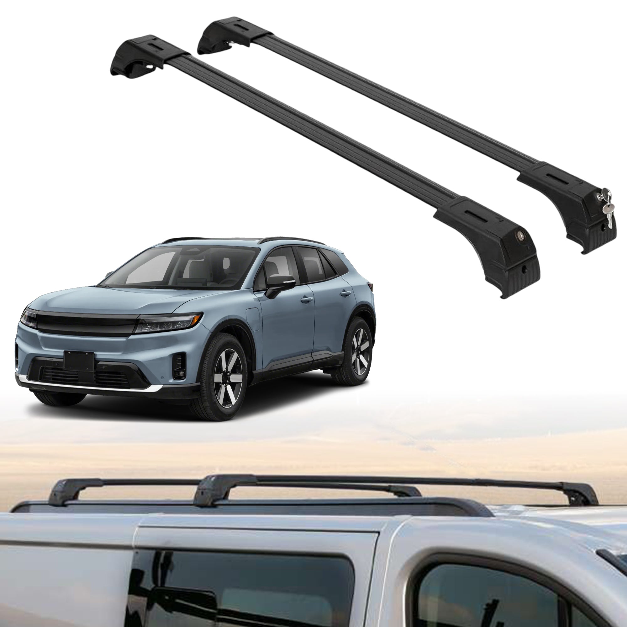 Roof Rack Crossbars for Honda Prologue 2024-2026 Fits Flush Rails - Black