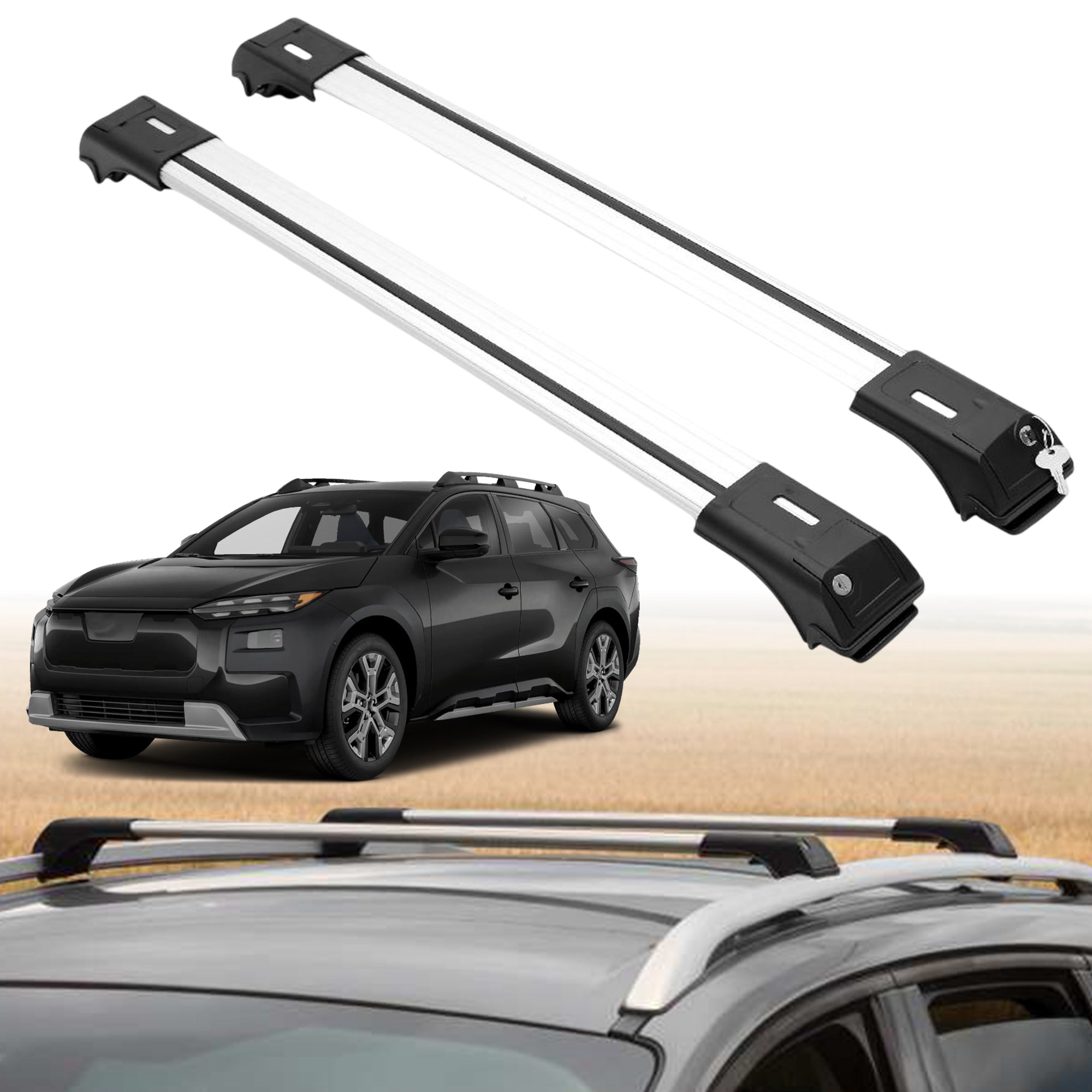 Roof Rack Crossbars for Subaru TrailSeeker 2026 Fits Raised Rails - Silver