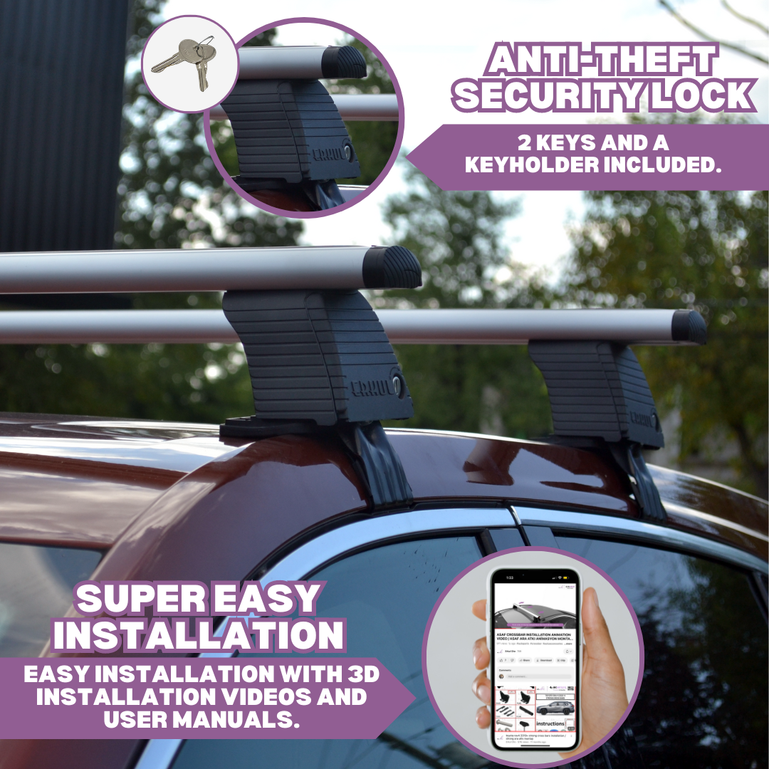 ERKUL Roof Rack Crossbars For CHEVROLET SPARK 2013-2015 Naked Roof Aluminum Black