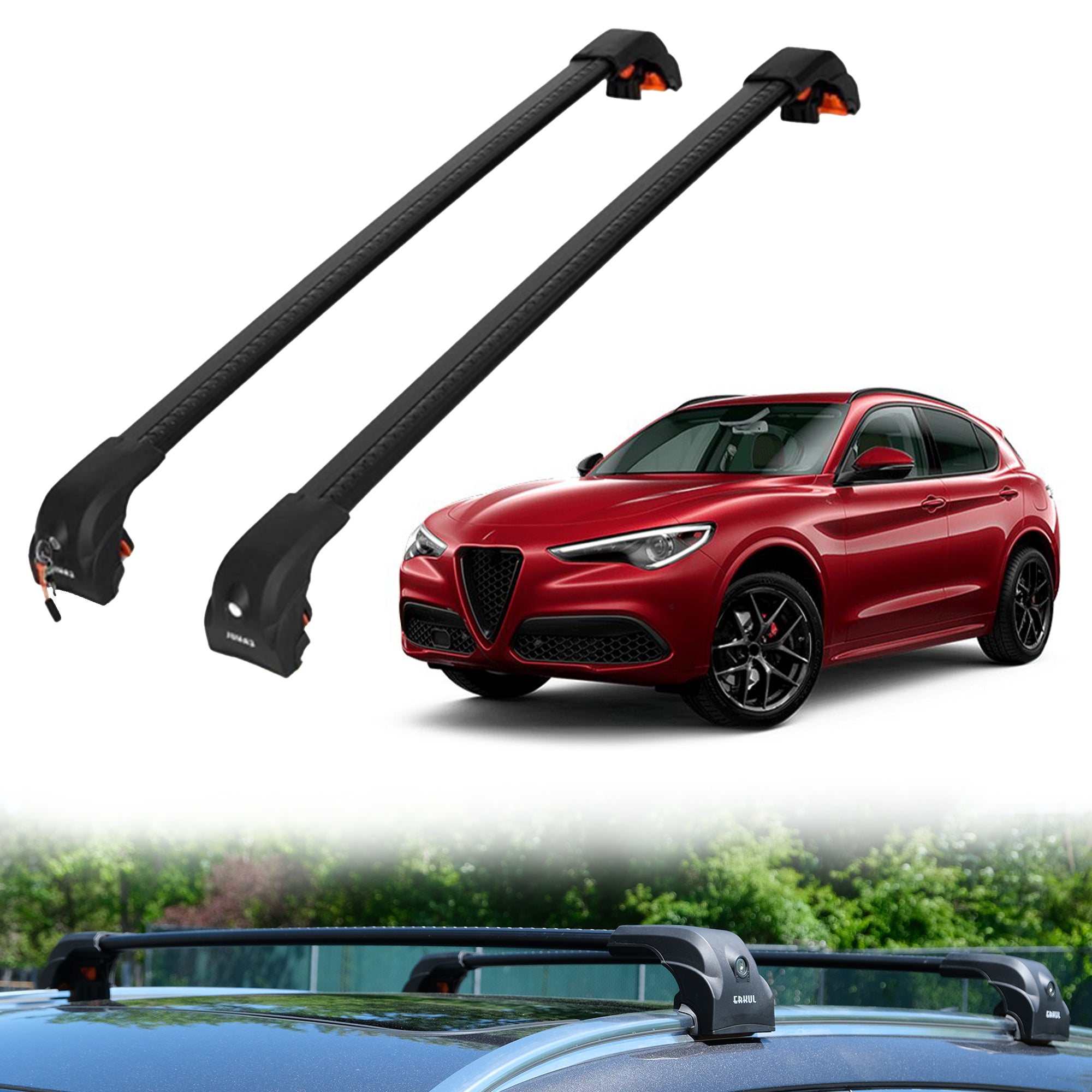 Heavy Duty 220 LBS Roof Rack Crossbars for Alfa Romeo Stelvio 2018-2026 - Silver