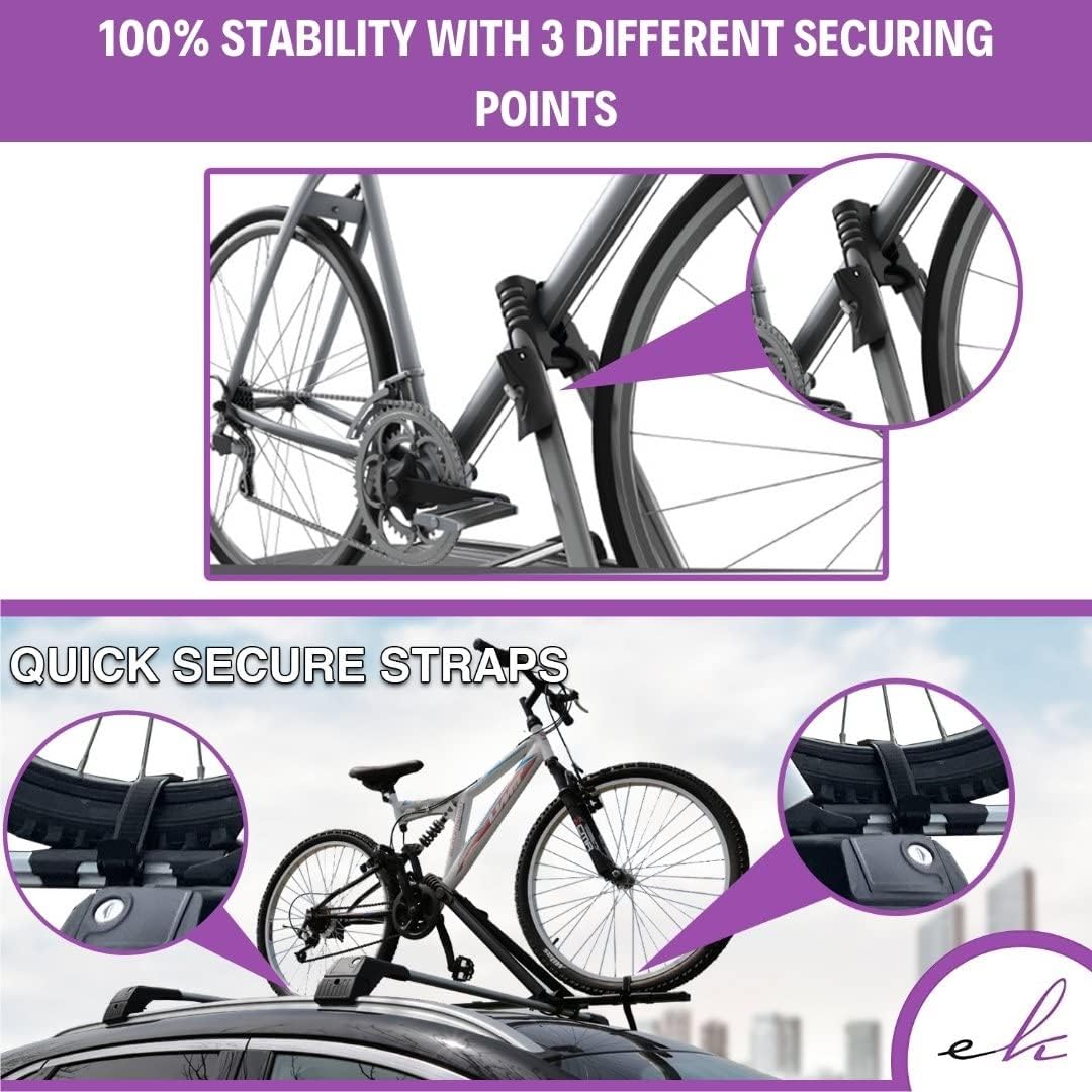 ERKUL Univeral Bike Rack for Car, Bicycle roof rack Aluminum Carrier