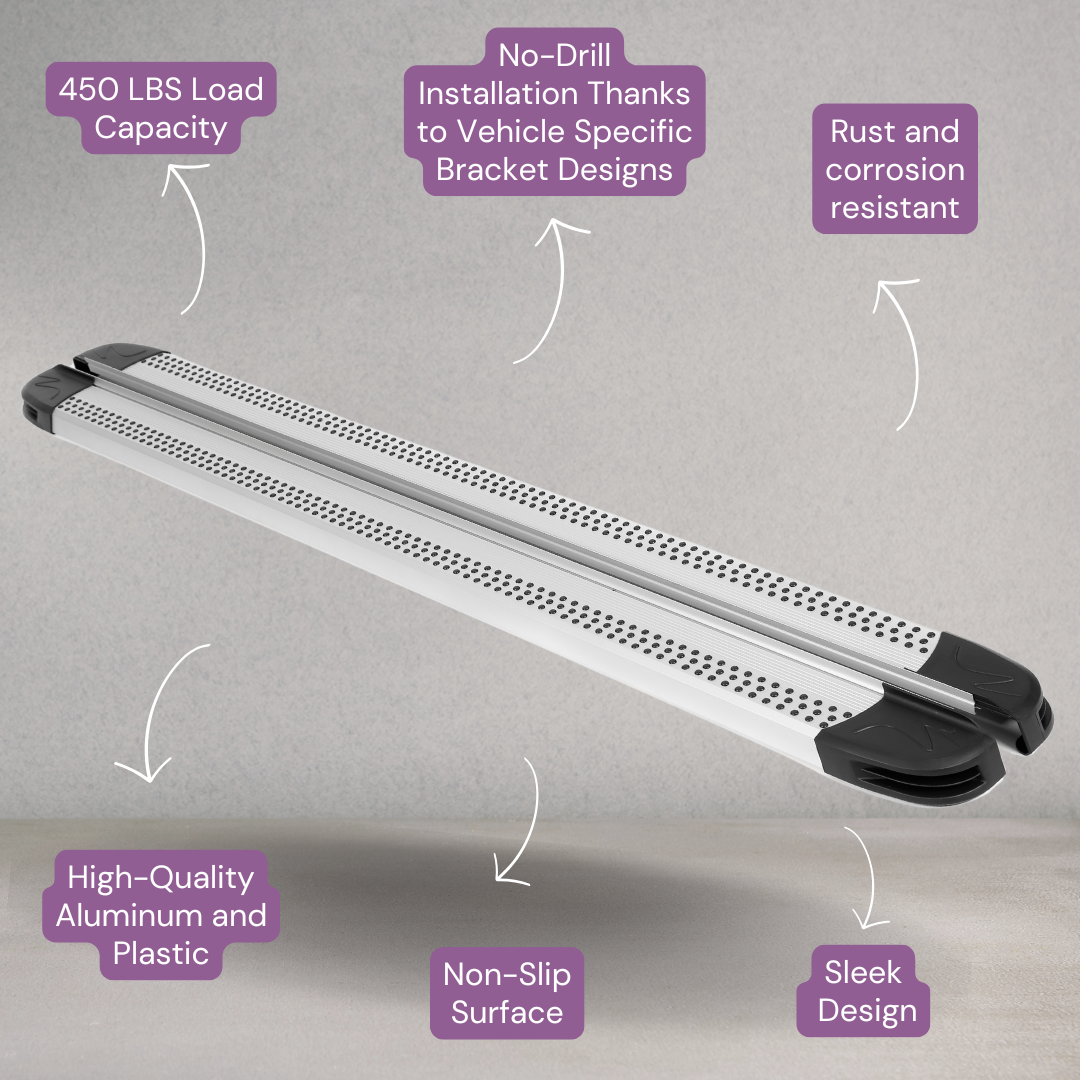 Erkul 5.2" Running Boards for Jeep Compass 2011-2017 - 350 lb - Silver