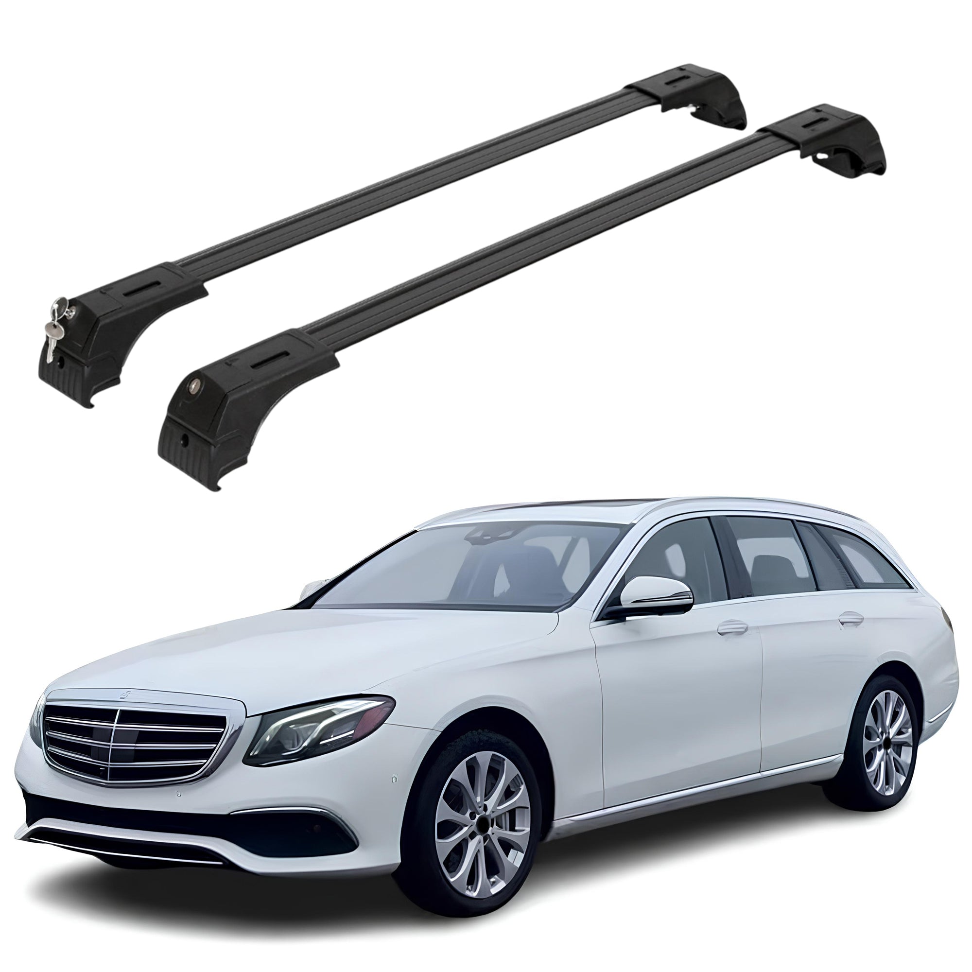 Erkul Roof Rack Cross Bars for Mercedes E-Class Wagon 2017-2023 - Black