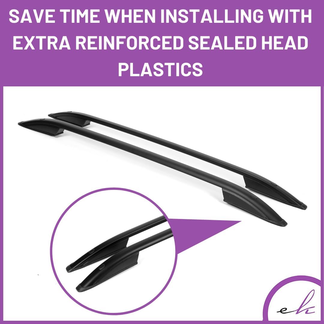 ERKUL Set of Roof Side Rails Rack & Cross Bars for Jeep Renegade 2015-2023 Black