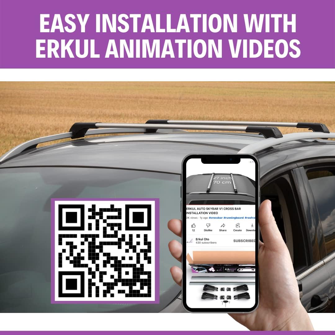 ERKUL Set of Roof Side Rail Rack&Crossbar for Mercedes Metris Short 14-23 Silver