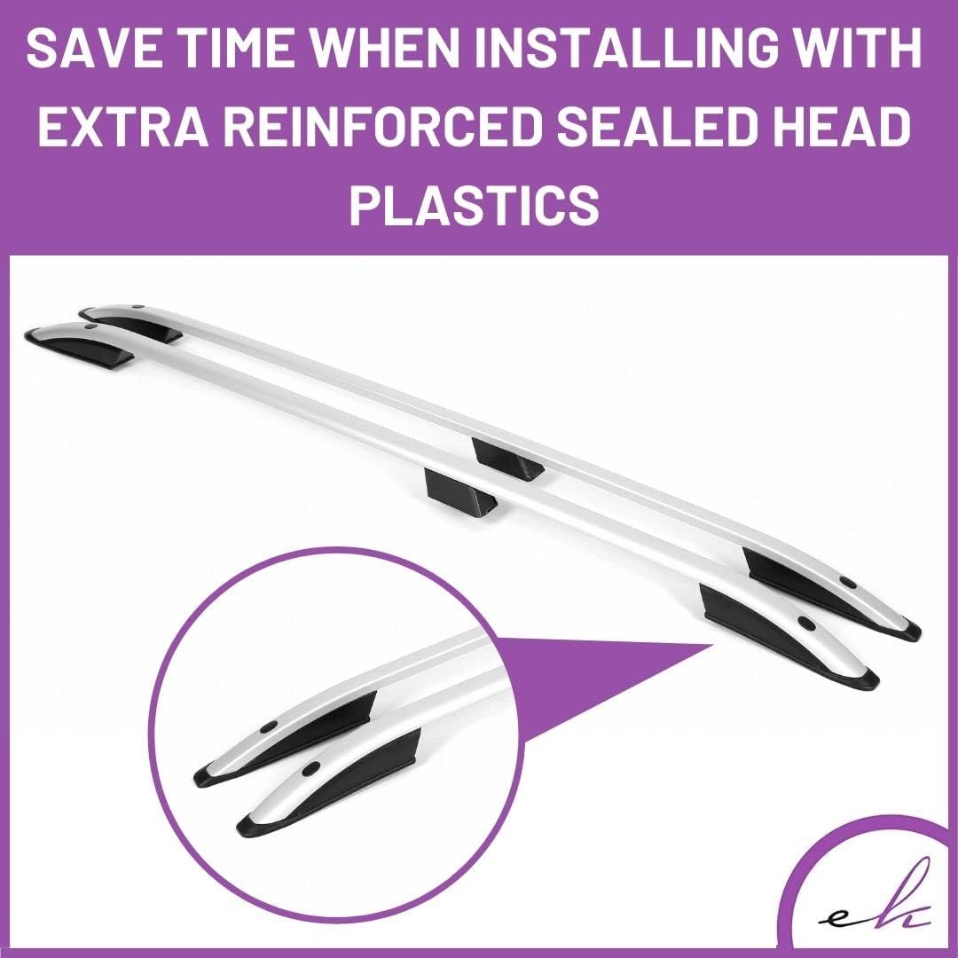 ERKUL Set of Roof Side Rails Rack & Cross Bars for Toyota RAV4 2013-2018 Silver