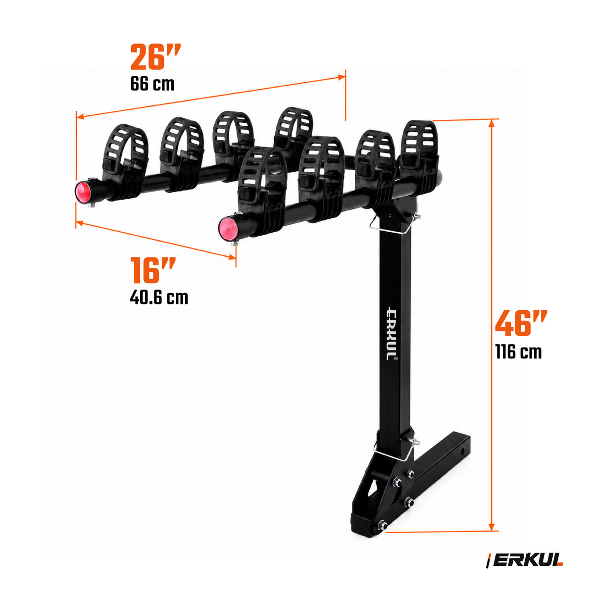 ERKUL RideMax 4-Bike Hitch Rack for 2" Receiver, Tool-Free Folding