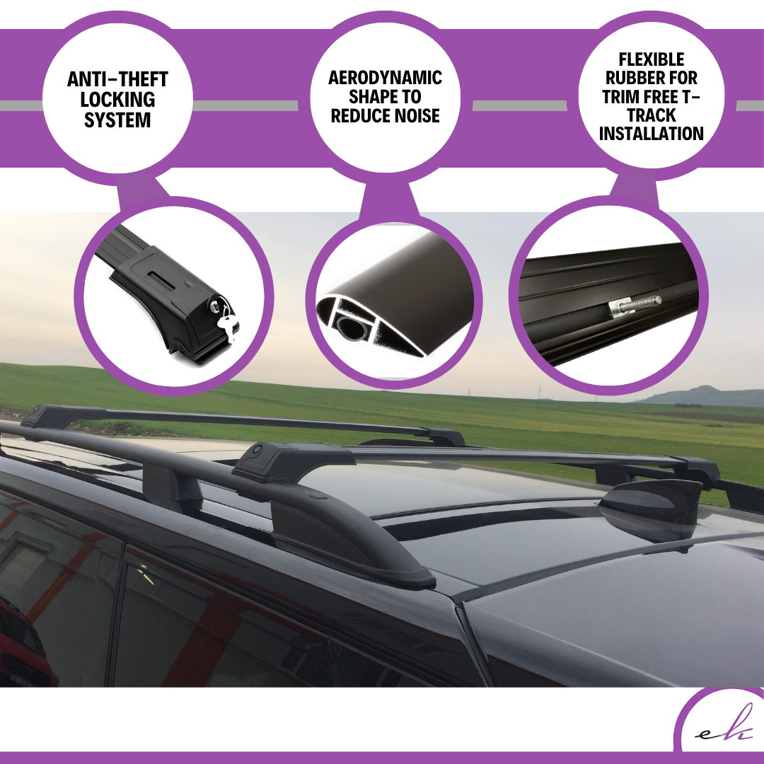 2 Piece Lockable Roof Rack Cross Bars -Fits Infiniti 14-22 QX80 11-13 QX56 Black