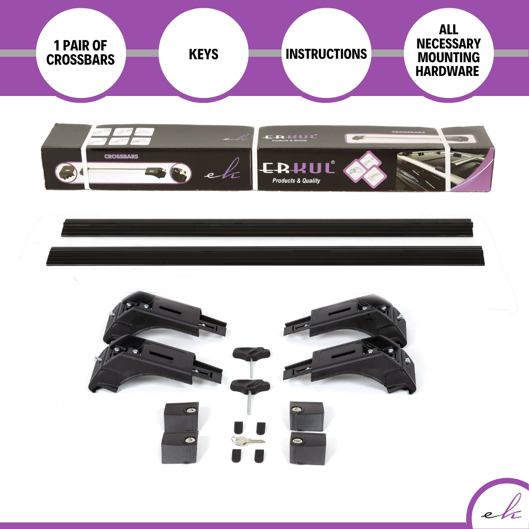 2 Piece Lockable Roof Rack Cross Bars -Fits Infiniti 14-22 QX80 11-13 QX56 Black