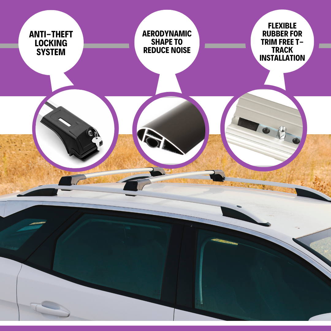 2 Piece Lockable Roof Rack Cross Bar For Volkswagen VW Touareg 2011-2018| Silver