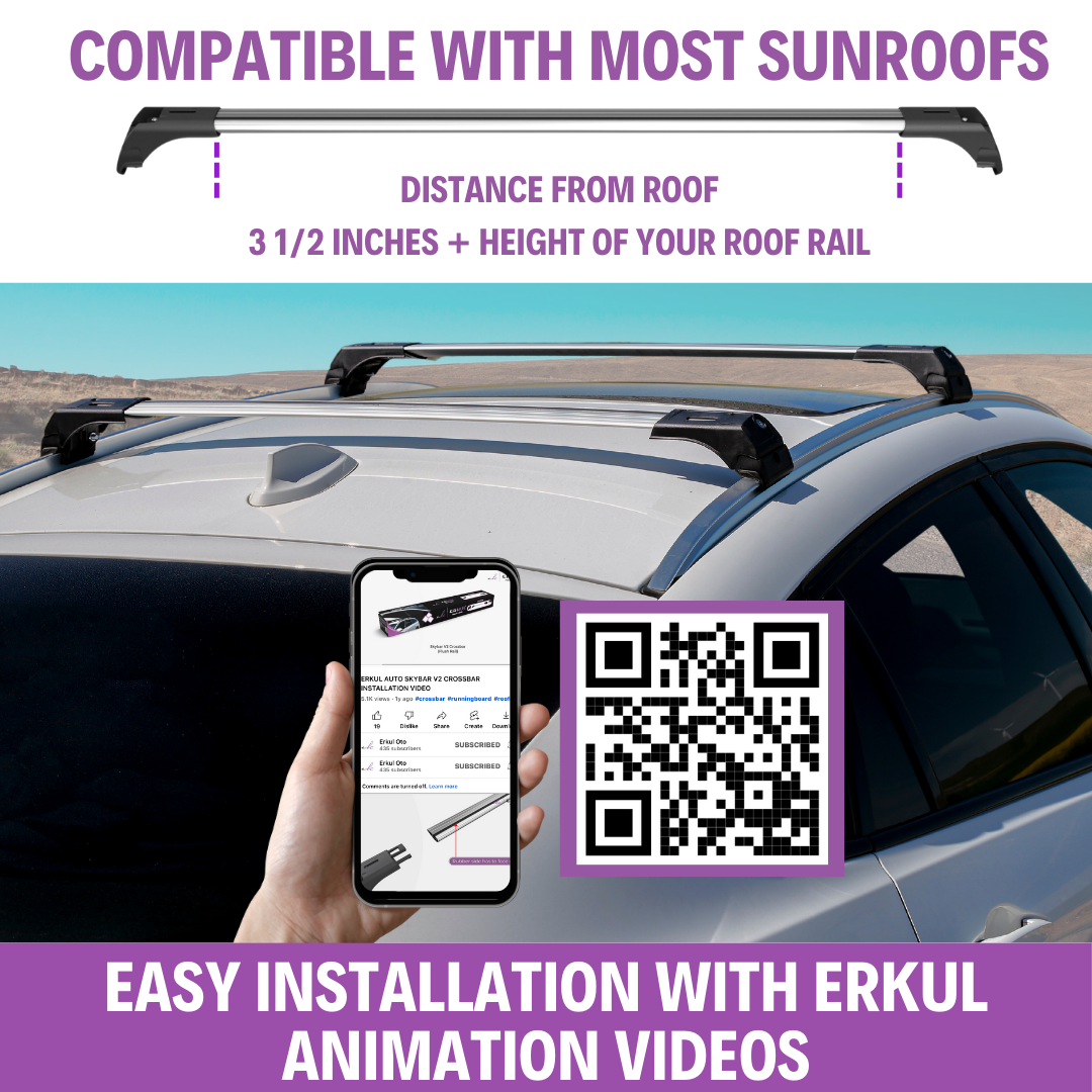 ERKUL Roof Rack Cross Bars for Mini Cooper Countryman 2025-2026 - Flush Rails - Silver