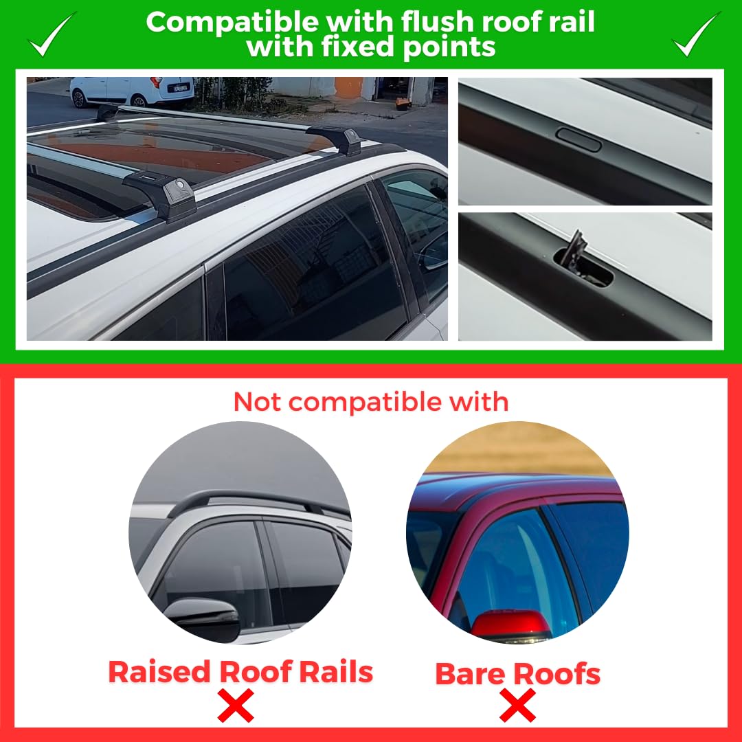 220lbs Roof Rack Crossbars for Audi Q7 2017-2026 Fit Fixed Points Roofs - Silver