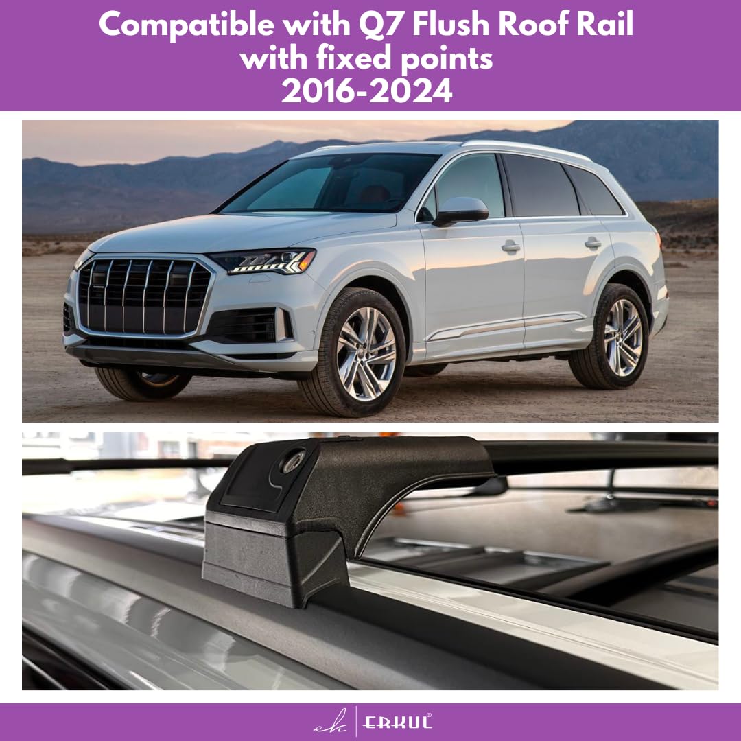 220lbs Roof Rack Crossbars for Audi Q7 2017-2026 Fit Fixed Points Roofs - Silver