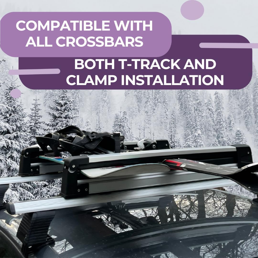 ERKUl 35" Ski Rack for Car Roof Universal Ski & Snowboard Racks Fits Crossbars