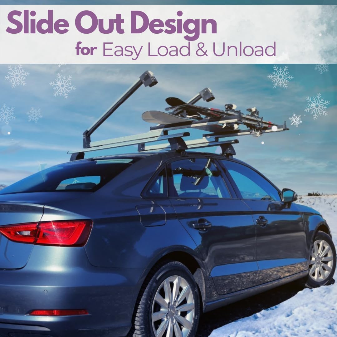 ERKUl 35" Ski Rack for Car Roof Universal Ski & Snowboard Racks Fits Crossbars