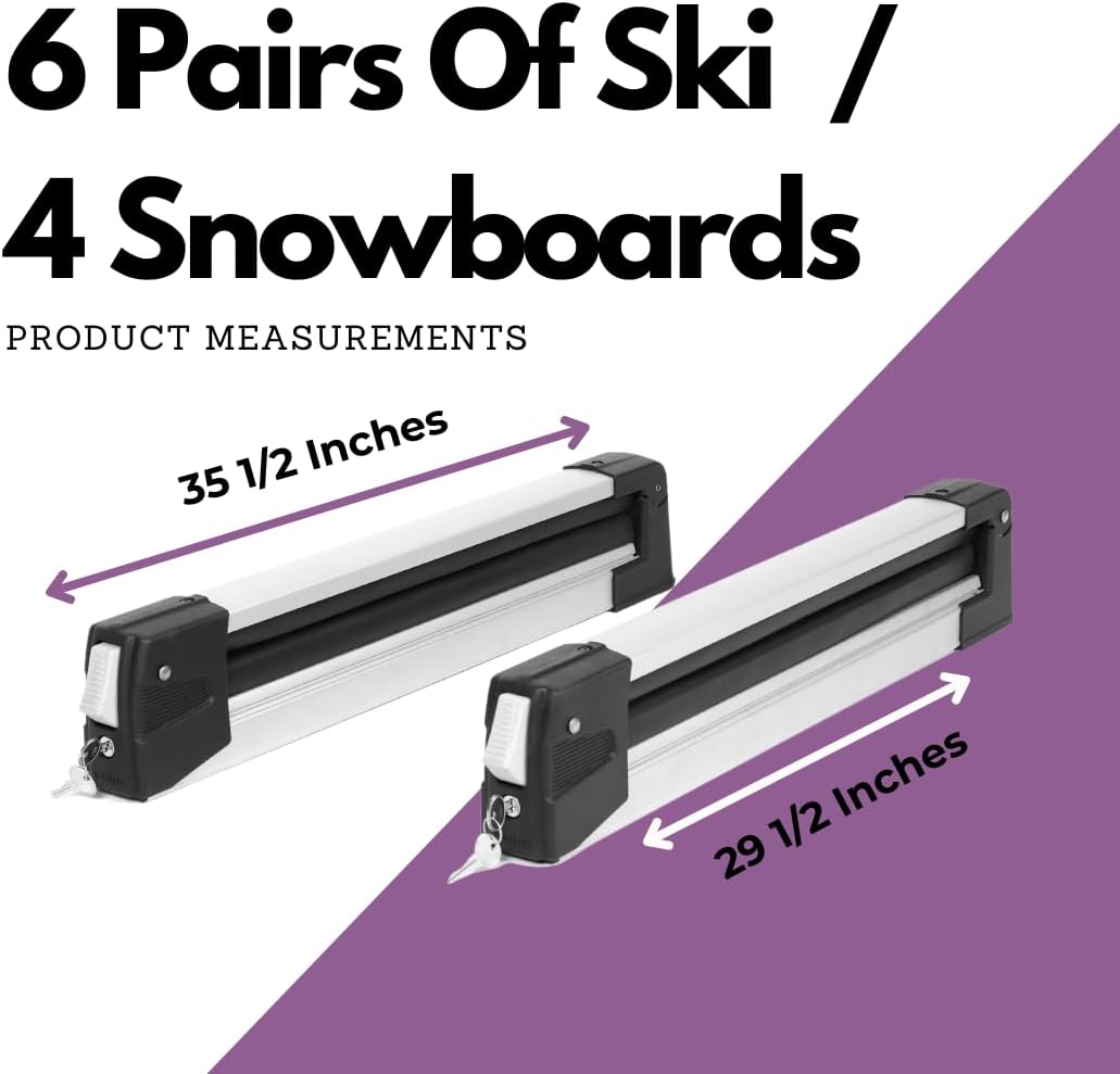 ERKUl 35" Ski Rack for Car Roof Universal Ski & Snowboard Racks Fits Crossbars