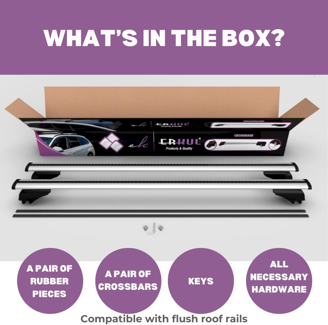Erkul Roof Rack Crossbar Fits Alfa Romeo Stelvio 2017-24 Aluminum Lockable Black