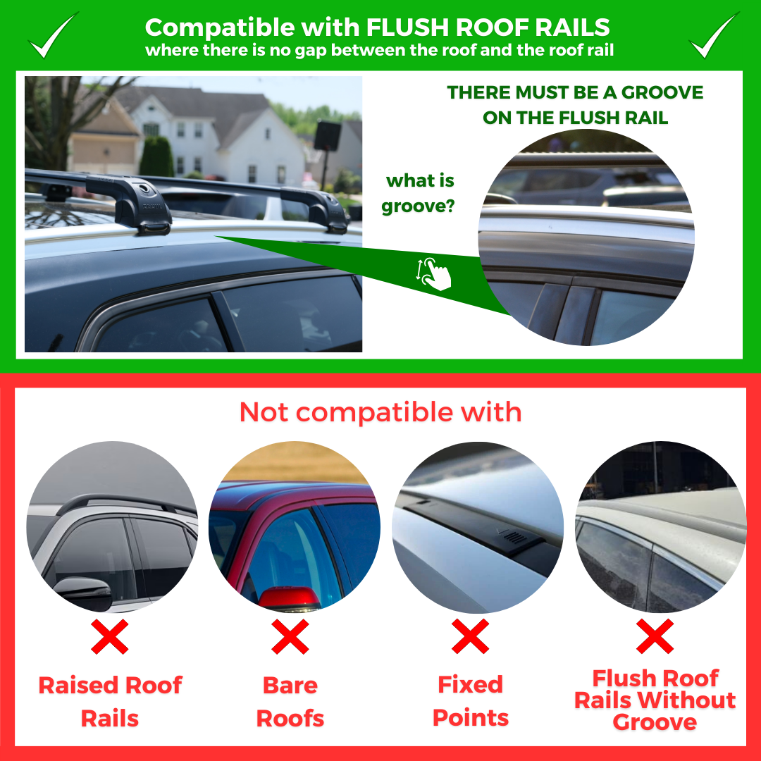220 lbs Roof Rack Crossbars for BMW X1 2013-2015 Fits Flush Rails - Black