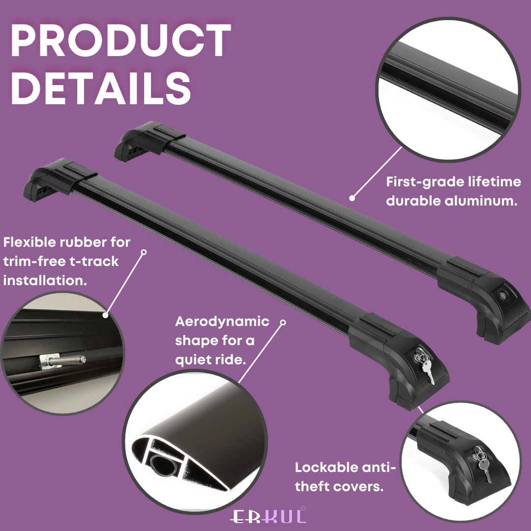 220 lbs Roof Rack Crossbars for Audi Q3 2015-2018 Fits Flush Rails - Black