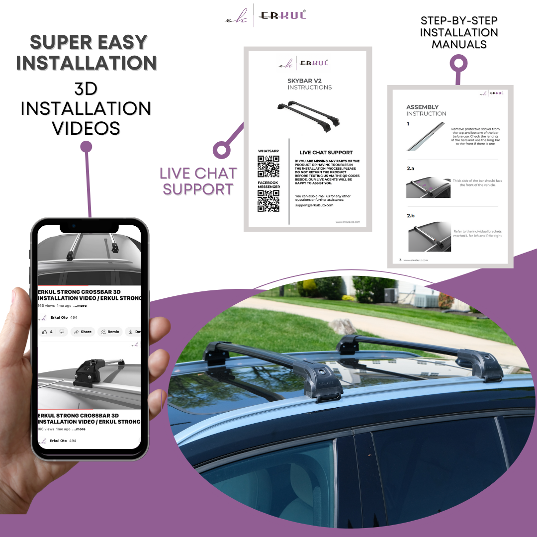Erkul Roof Rack Crossbars Fits Lexus Nx200t 300 300h 2015-21 Metal Mounts Black