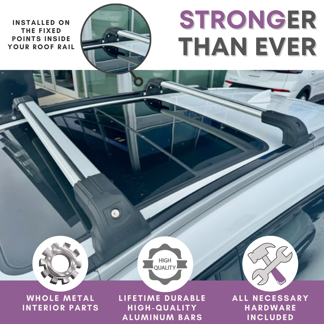 Heavy Duty Roof Rack Crossbars Fit Cadillac XT6 2017-2025 for Flush Rails Black