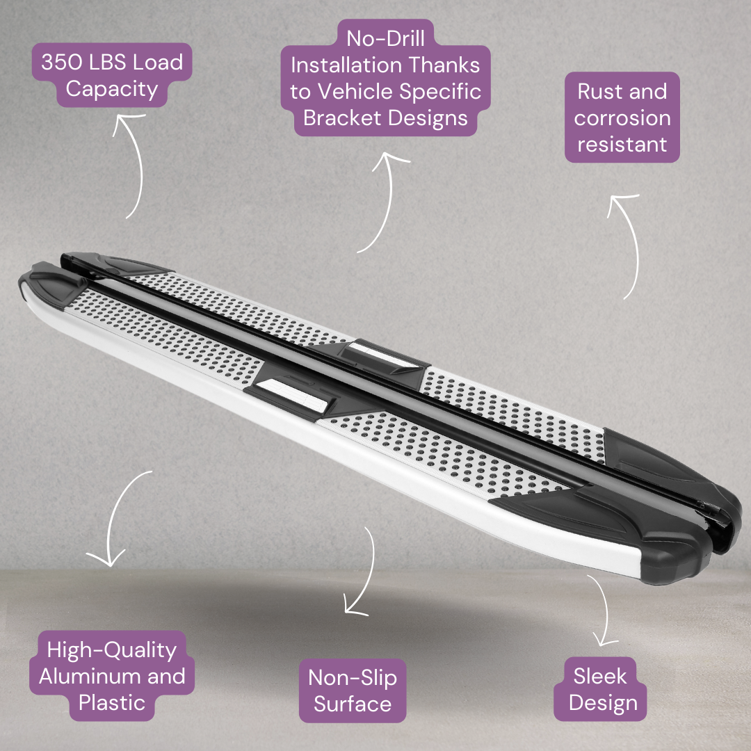 Erkul 5.2" Running Boards for Hyundai Santa Fe 2019-2024 - 350 lb - Silver