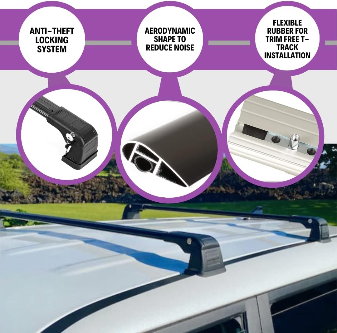 ERKUL Roof Rack Cross Bars Fits Mazda 6 2010-2022 Aluminum Lockable Black