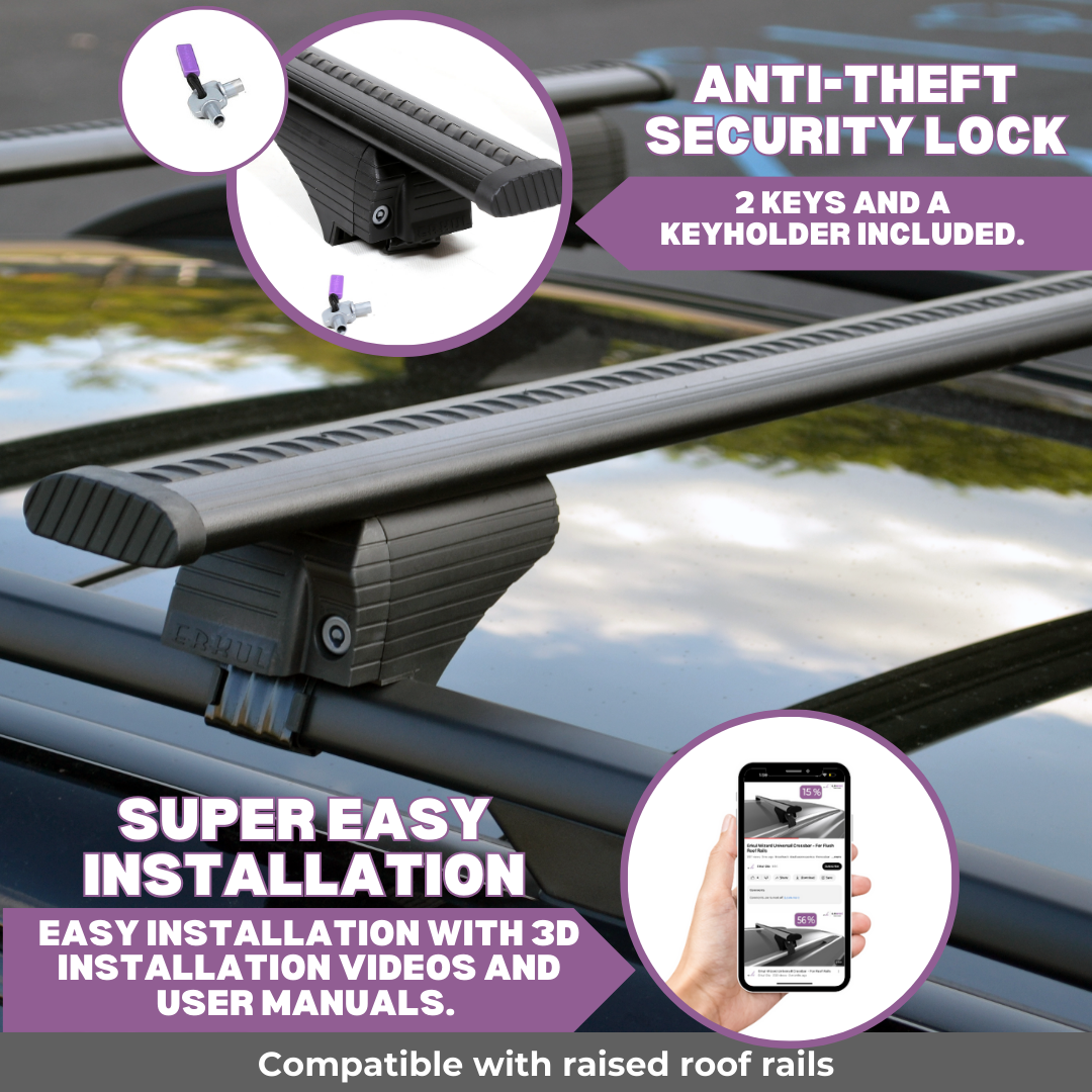 ERKUL Roof Rack Cross Bars for Nissan Armada 2008 2015 For Raised Rails - Silver