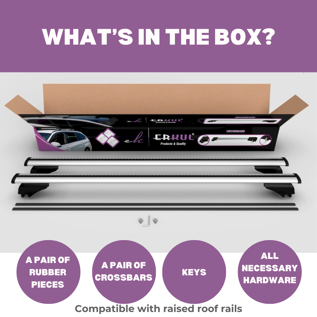 ERKUL Roof Rack Cross Bars for Chevy Equinox 2018-2024 for Raised Rails - Silver