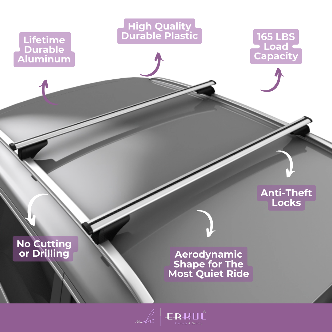 ERKUL Roof Rack Cross Bars for Kia Sedona 2015-2021 - Silver