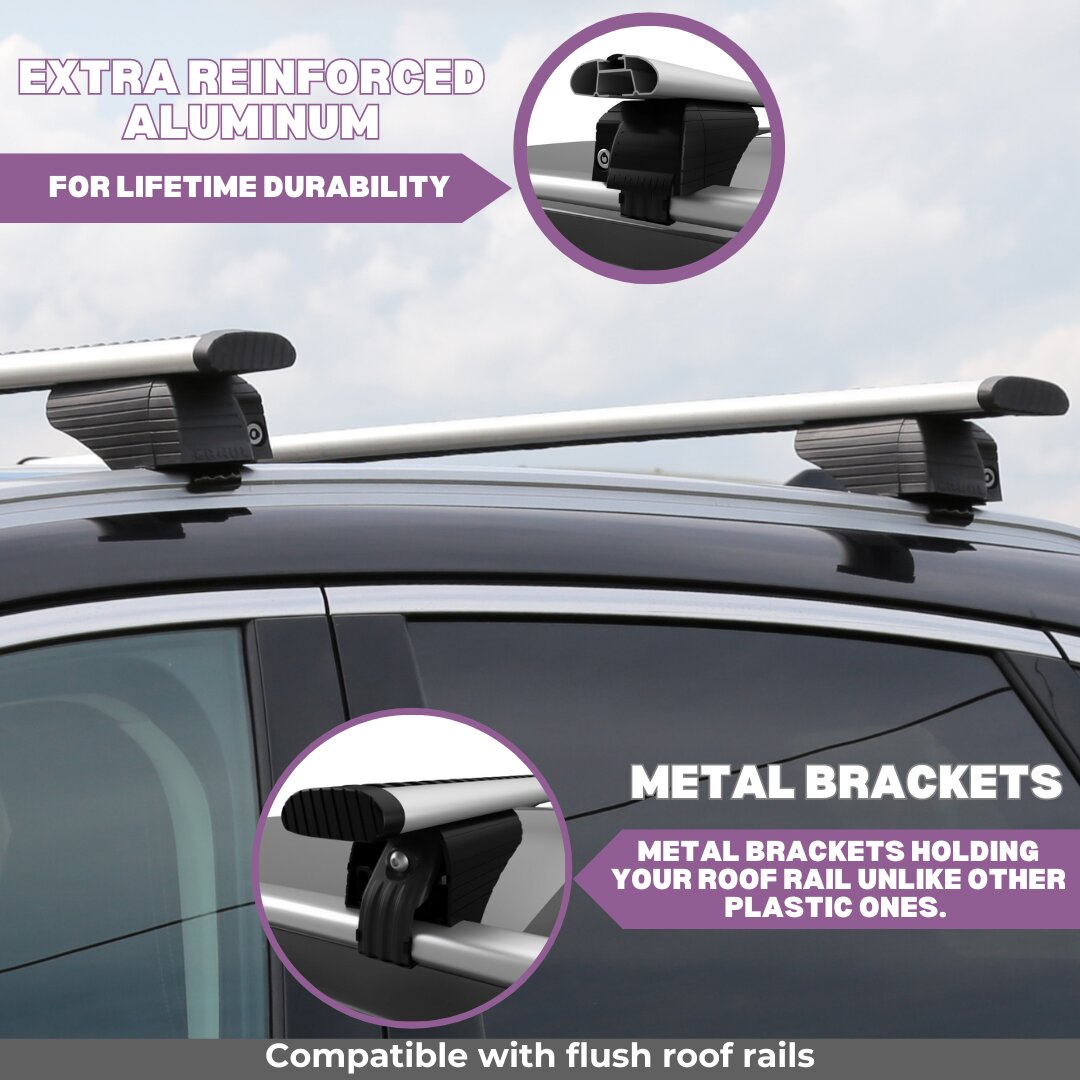 ERKUL Roof Rack Cross Bars for Honda HR-V HRV 2016-2022 - Flush Rails - Silver