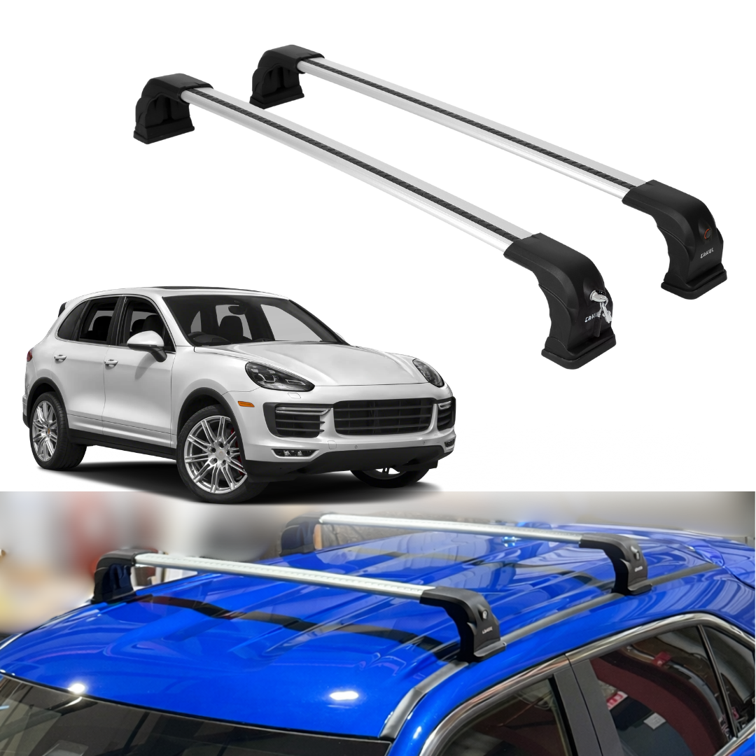 220 lbs Roof Rack Cross Bars for Porsche Cayenne 2003-2010 - Silver (2 Pcs)