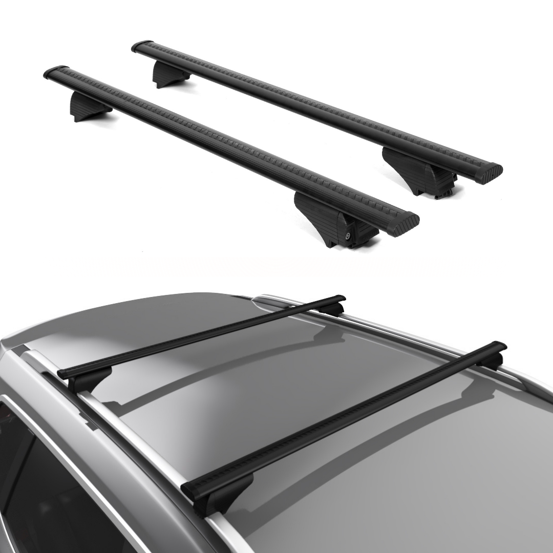 ERKUL Universal Roof Rack Cross Bars - 42.5" Crossbars Fits Raised Side Rail Cars & SUVs | Adjustable Aluminum Aero Bars for Rooftop Luggage Cargo Carrier Canoe Kayak Bike Ski | Black